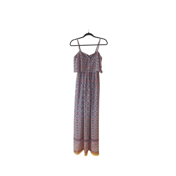 As U Wish Buckle Maroon Ruffle Boho Maxi Dress Sz S - Picture 1 of 13
